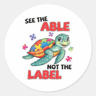 Autism Mom See The Able Autism Awareness Turtle Un Classic Round Sticker