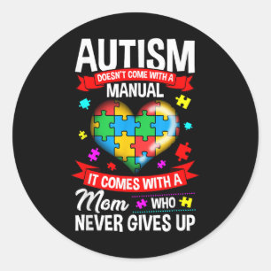 Autism Mom Shirt Women Autism Awareness Shirts Mom Classic Round Sticker