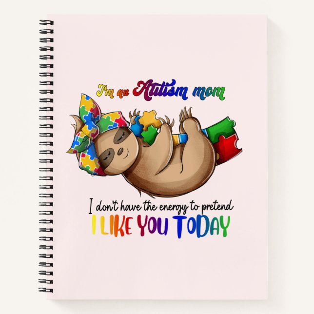 Autism Mom - Sloth Notebook (Front)