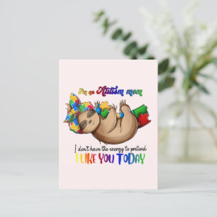 Autism Mom - Sloth Postcard