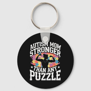 Autism Mom Stronger Than Any Puzzle Proud Advocate Keychain