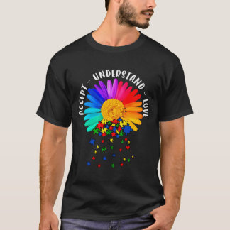 Autism Mom Support Floral Autism Awareness Daisy F T-Shirt