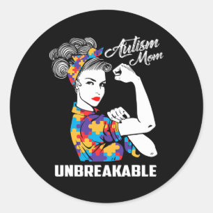 Autism Mom Unbreakable Autism Awareness Gift  Classic Round Sticker