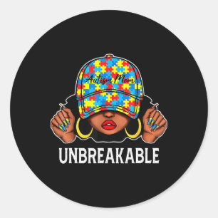 Autism Mom Unbreakable Autism Awareness Mom Mother Classic Round Sticker