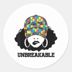 Autism Mom Unbreakable Autism Awareness Mom Mother Classic Round Sticker