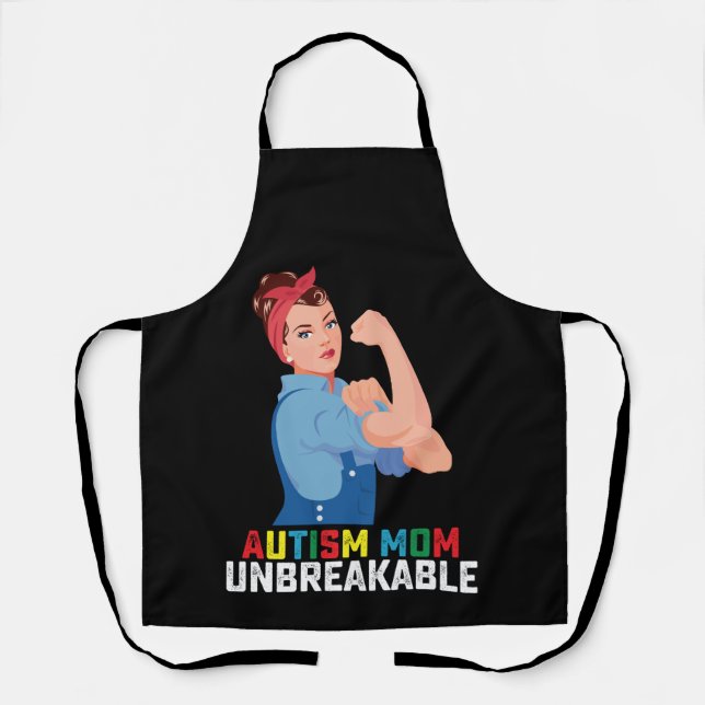 Autism Mom Unbreakable Proud Autistic Family Apron (Front)