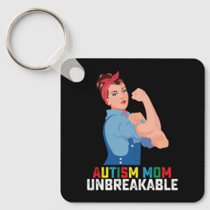 Autism Mom Unbreakable Proud Autistic Family Keychain