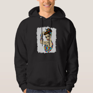 Autism Mom Unbreakable Rosie The Riveter Strong Wo Hoodie