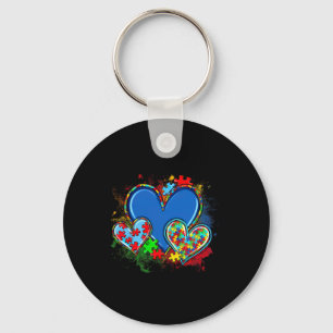 Autism Mom Watercolor Heart Neurodiversity Keychain
