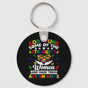 Autism Moms Strongest Women Puzzle Heart Colourful Keychain