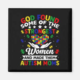 Autism Moms Strongest Women Puzzle Heart Colourful Magnet