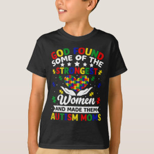 Autism Moms Strongest Women Puzzle Heart Colourful T-Shirt