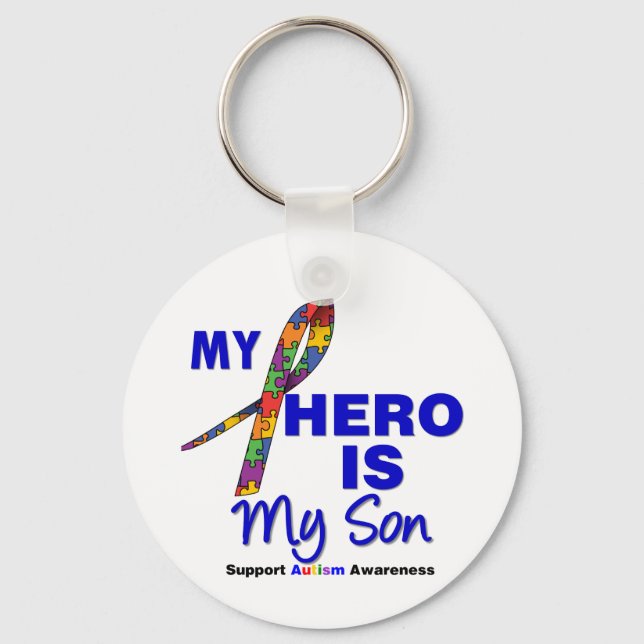 Autism My Hero is My Son Keychain (Front)