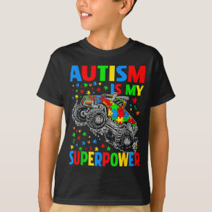 Autism My Superpower Monster Truck Kids Boys T-Shirt