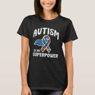 Autism My Superpower Puzzle Ribbon Awareness Boys  T-Shirt
