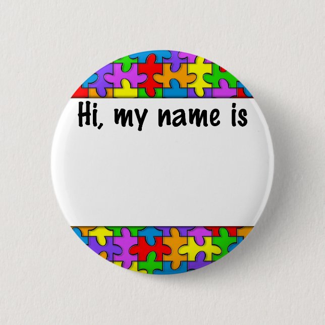 Autism Name Tag 2 Inch Round Button (Front)