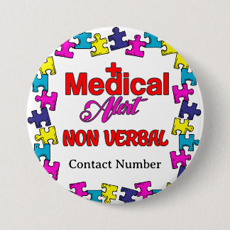 Autism Non Verbal Medical Alert Pin