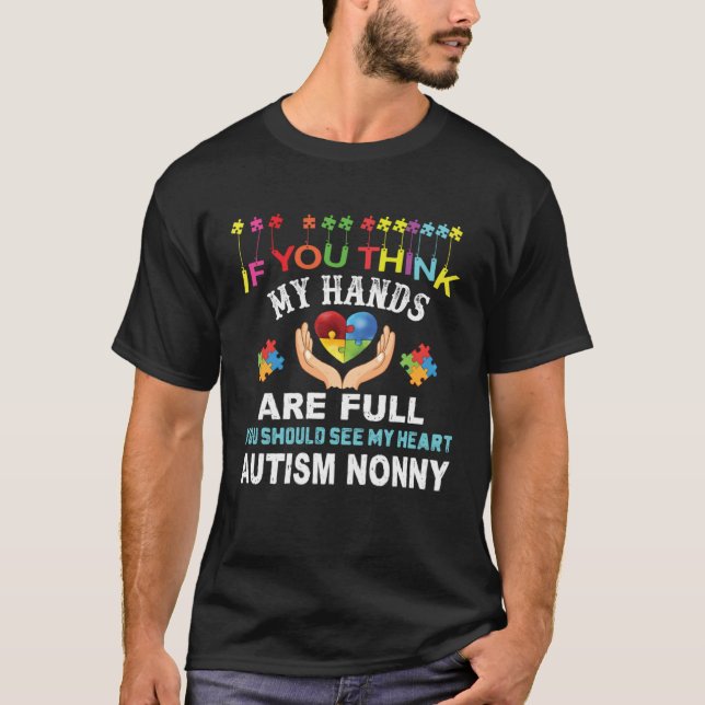 Autism Nonny  Autism Awareness Puzzle Piece Kindne T-Shirt (Front)