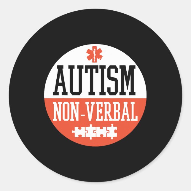Autism Nonverbal Autism Awareness Badge Design  Classic Round Sticker (Front)