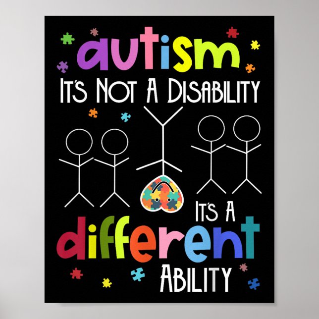 Autism Not A Disability Its A Different Ability  Poster (Front)