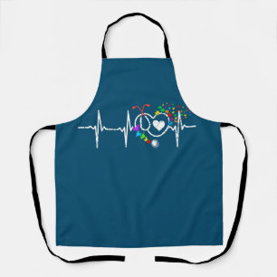 Autism Nurse Heart Beat Puzzle Stethoscope Apron
