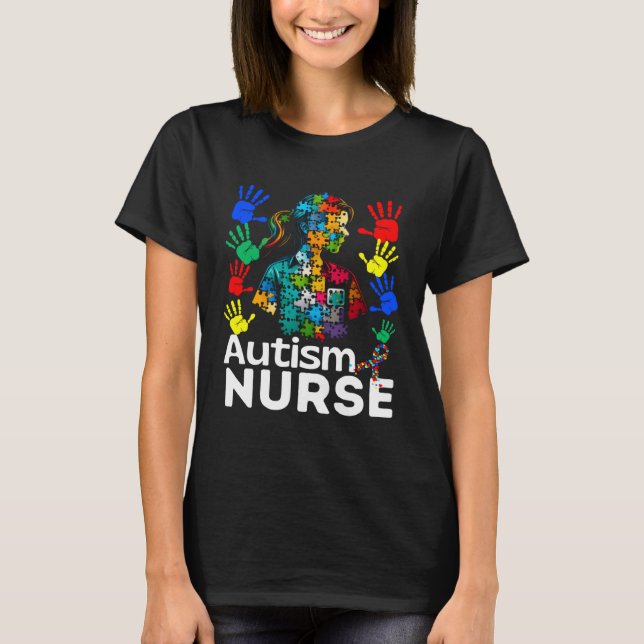 Autism Nurse Navigating Autism Unmasking Autism Nu T-Shirt (Front)