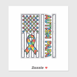 Autism Papa Flag Ribbon Puzzle Piece Shirt Design_