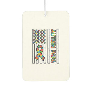 Autism Papa Flag Ribbon Puzzle Piece Shirt Design_ Air Freshener