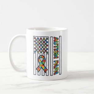 Autism Papa Flag Ribbon Puzzle Piece Shirt Design_ Coffee Mug