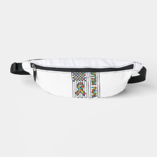 Autism Papa Flag Ribbon Puzzle Piece Shirt Design_ Fanny Pack