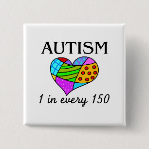 Autism Patch Heart 2 Inch Square Button