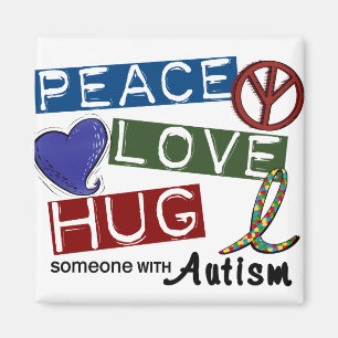 Autism PEACE LOVE HUG Magnet