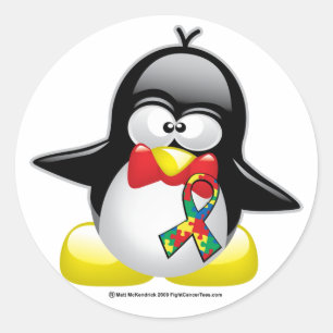 Autism Penguin Classic Round Sticker