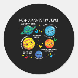 Autism planet neurodiverse universe awareness kids classic round sticker