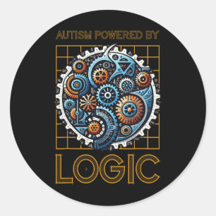 Autism Powered By Logic Mechanical Gears Classic Round Sticker