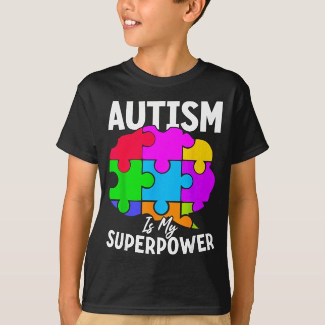 Autism Pride Design With Puzzle Brain Graphic  T-Shirt (Front)