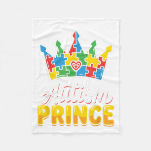 Autism Prince ASD Awareness Puzzle Crown Boys Fleece Blanket