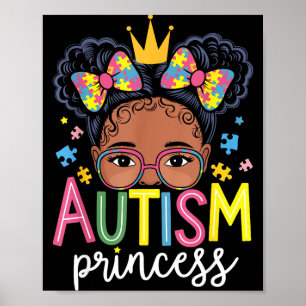 Autism Princess Afro Girls Bow Daughter Autism Awa Poster