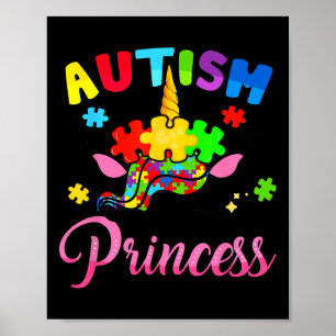Autism Princess Unicorn Autism Awareness Kids Girl Poster