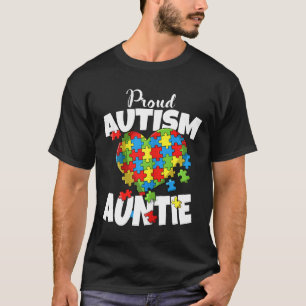 Autism-Proud Autism Auntie Autism Awareness Heart T-Shirt