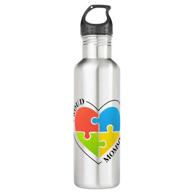 Autism Proud Mommy 710 Ml Water Bottle (Front)