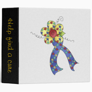 Autism Puzzle Awareness Ribbon & Flower Binder