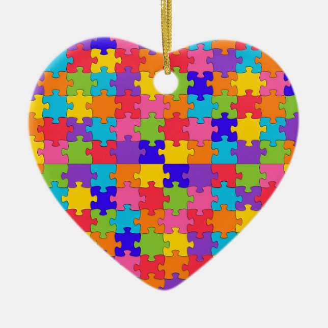 autism puzzle ceramic ornament (Front)
