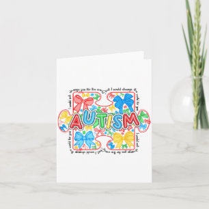 Autism Puzzle Coquette Bow Ribbon Autism Awareness Card
