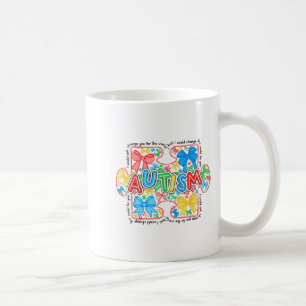 Autism Puzzle Coquette Bow Ribbon Autism Awareness Coffee Mug