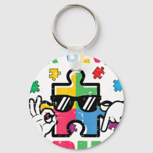 Autism Puzzle Hand Six Seven Bru Keychain
