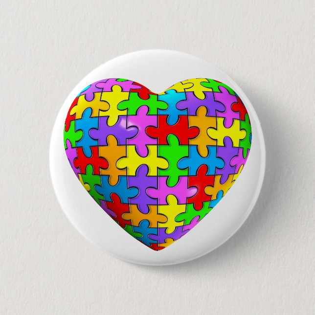 Autism Puzzle Heart 2 Inch Round Button (Front)