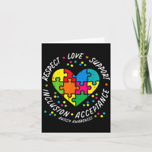 Autism puzzle heart love support awareness men card