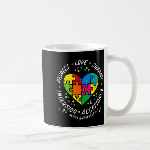 Autism puzzle heart love support awareness men coffee mug