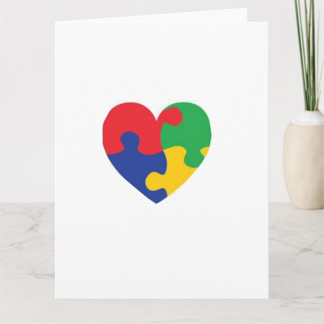 Autism Puzzle Heart Thank You Card (Front)
